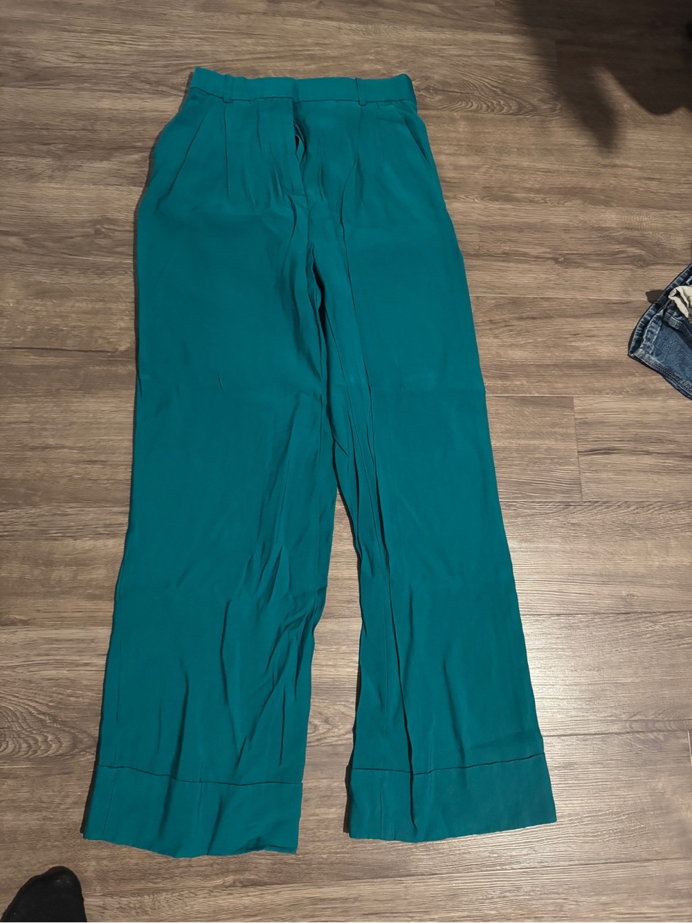 Zara Teal Wide-Leg High-Rise Pants
